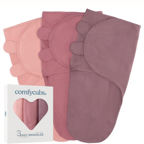 Easy Swaddle Blankets in Blush, Mauve, Mulberry, Pack of 3 – Comfy Cubs