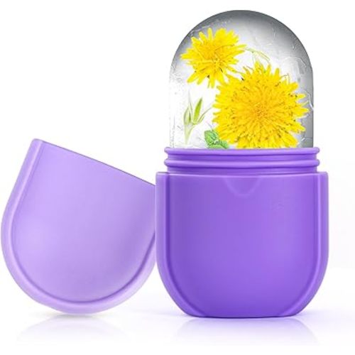 Ice Roller for Face and Eye, Upgrated Skin Care Tools, Ice Facial Cube, Gua Sha Face Massage, Silicone Ice Mold for Face Beauty (Purple)