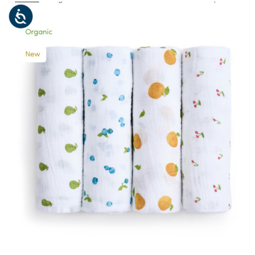 aden + anais fresh fruit organic cotton muslin swaddles 4 pack