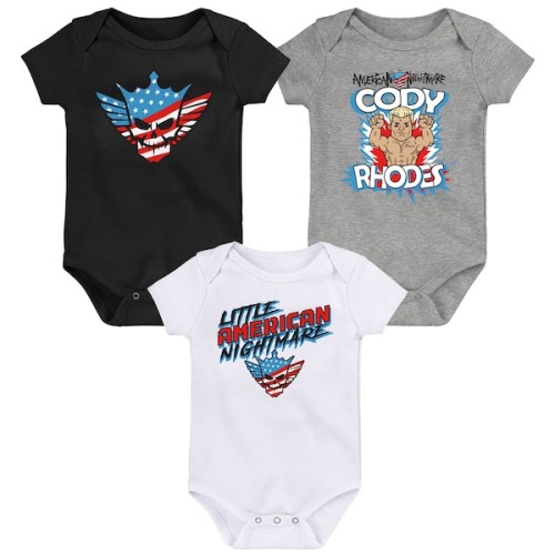 Infant Black/Gray Cody Rhodes  Three-Piece Bodysuit Set