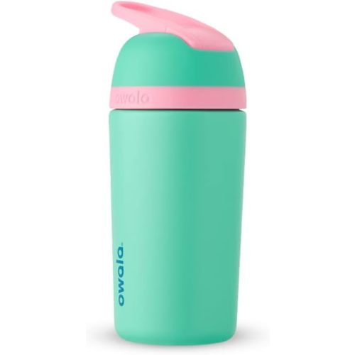 Owala Kids Flip Insulation Stainless Steel Water Bottle with Straw, Teal and Pink