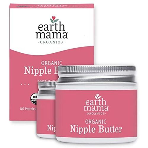 Organic Nipple Butter Breastfeeding Cream by Earth Mama | Lanolin-free, Safe for Nursing & Dry Skin, Non-GMO Project Verified, 2-Fluid Ounce (2-Pack)