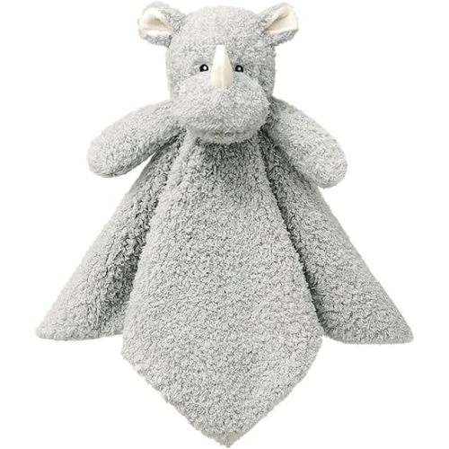Baby Gray Rhino Soft Stuffed Animal Security Blanket, Plush Rhino Character Lovey Blanket, Baby Shower/Nursery Gift, Newborn Infant Toddler Snuggle Blankie for Boys Girls, 18 Inches
