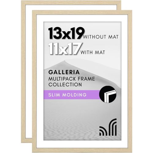 Americanflat 13x19 Picture Frame with Polished Plexiglass (Set of 2) - Natural Oak