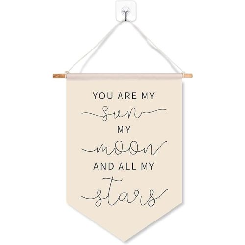giteo bedding Canvas Banner Wall Hanging Nursery Wall Art, Playroom Wall Decor, Boho Classroom Decorations, Pennant Banner Decor for Girl Boy Kids Teen Room Playroom Nursery Front Door, Teacher Gift