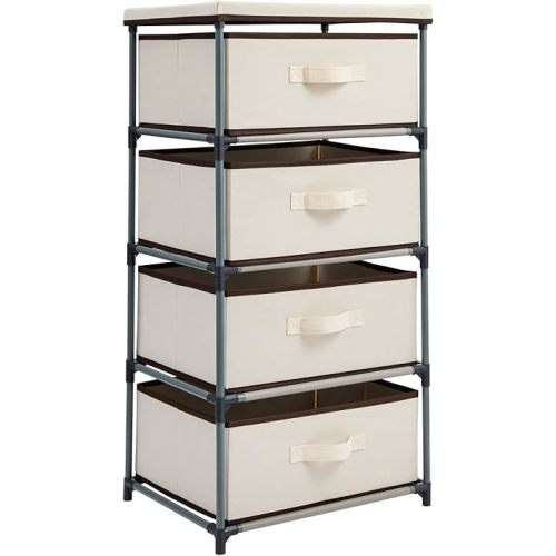 Juvale 4-Tier Closet Dresser for Bedroom - Closet Organizers & Storage - Fabric Storage Drawers 16.5 x 13 x 33 in - (Beige)