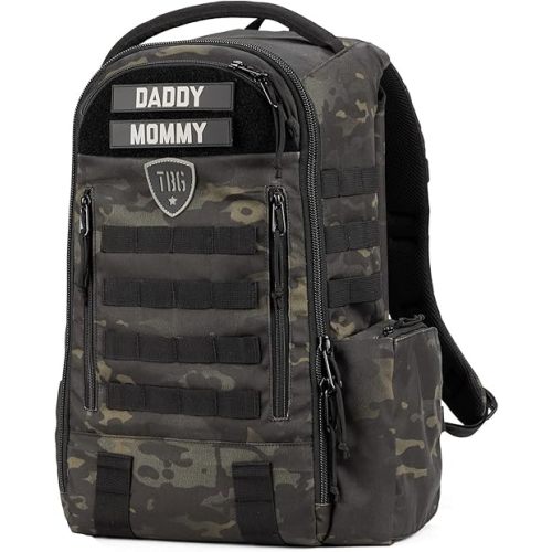 TBG - Mens Tactical Diaper Bag Backpack w/Built-in Changing Mat, Stroller Strap (Multicam Black 4th Gen)