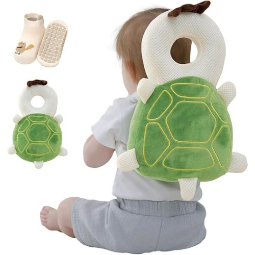 Baby Head Protector Backpack with Safety, Toddler Adjustable Head Protection for Baby Walking and Falling Crawling, 0.5-3 Years 6-36 Months, Turtle