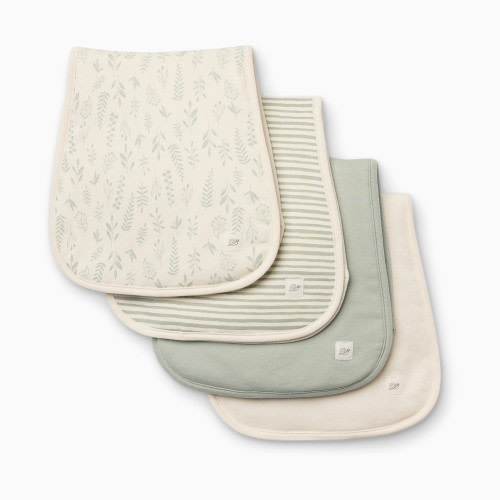 4 Pack Organic Burp Cloth - Sage Multi Leaf