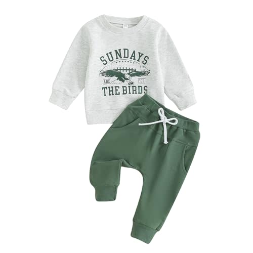 Karuedoo Toddler Baby Boy Game Day Football Outfit Sundays Are for the Birds Eagles Sweatshirt and Jogger Pants Set