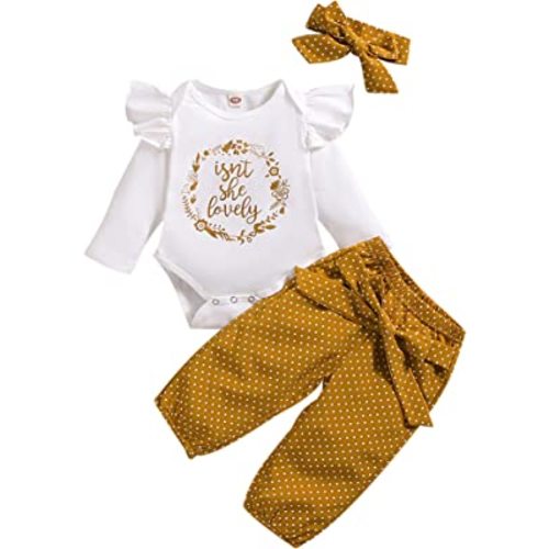 Infant Baby Girl Clothes Newborn Girl Outfit Long Sleeve Romper Pants Set Cute Baby Clothes for Girls Fall/Winter