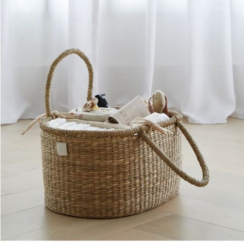 Baby Diaper Caddy Organizer "ROSA" Handmade & Natural by BEBE BASK® – BEBE BASK