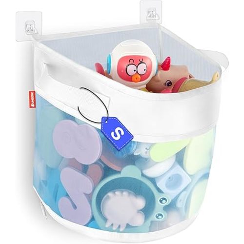 UNEEDE Bath Toy Organizer,1.55 Gallons Bathtub Toy Storage Organizer,Quick Access Bath Toy Holder For Bathtub,Baby Organizer And Storage,Quick Dry Baby Bath Toy Storage For Tub,Mesh Shower Caddy(Blue)