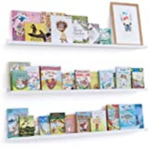 Amazon.com: White Floating Shelves Kids Bookshelf Wall Mounted Set of 4, 36 Inches Long Nursery Wooden Book Shelves for Toys Storage, Picture Ledge Shelf for Living Room Bedroom Decor Books Photo Frames : Home & Kitchen