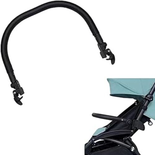 Upgraded Adjustable Angle Baby Stroller Bumper Bar, Armrest, Handle, Crossbar Accessories for BBZ Yoyo/Yoya/Yoyo+ with PU Leather Handle Cover - Black