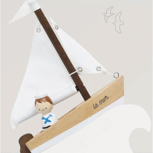 Wooden Sailing Boat & Captain
