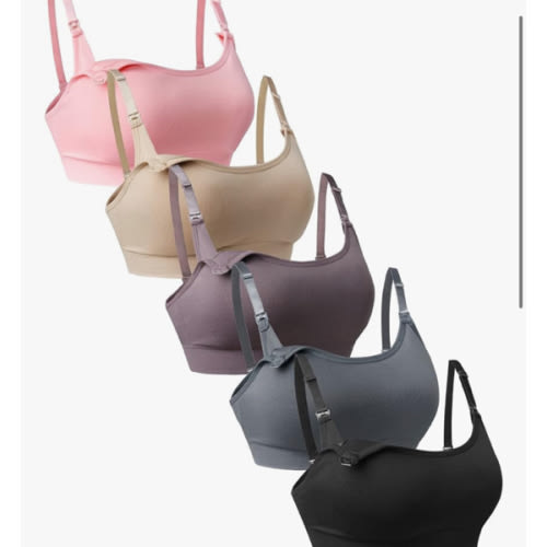 Suekaphin 5Pack Seamless Nursing Bra Women Maternity Breastfeeding Pregnancy Support Full Coverage Bralette Padded Cups