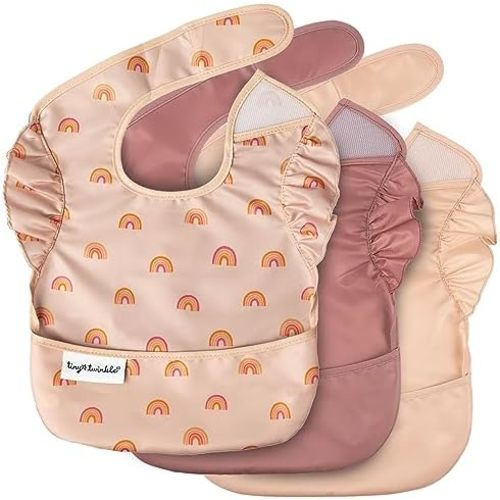 Tiny Twinkle Mess-Proof Baby Bib - Waterproof Bib for Baby Boy or Girl - PFAS, PVC, BPA, Phthalate Free - Baby Food Bibs