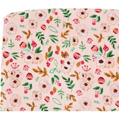 Little Unicorn Vintage Floral Fitted Crib Sheet | 100% Cotton Muslin | Super Soft | Sized for Standard Baby Crib & Toddler Mattress | Machine Washable | 52” x 28” x 6”