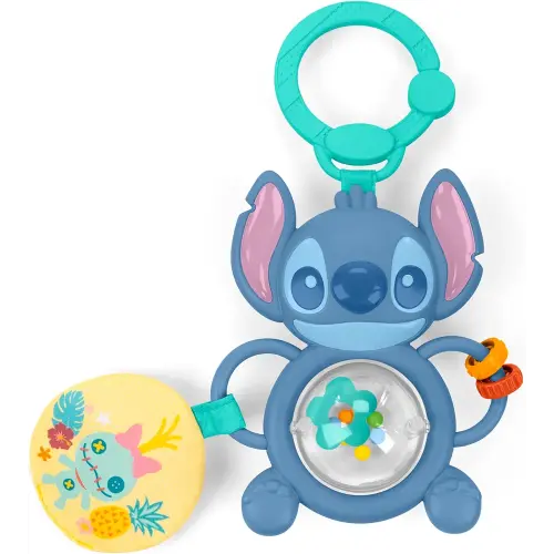 Disney Baby Stitch Tummy Tumble Baby Toy by Bright Starts, Spinning Bead Chaser Toy, On The Go Travel or Stroller Toy for Newborns & Up