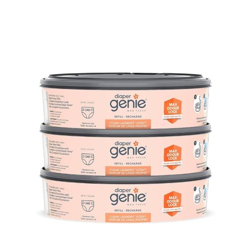 Diaper Genie Max Fresh Clean Laundry Scent Diaper Disposal Pail Refills, Pack Of 3