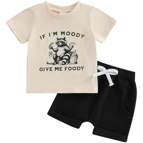Sejardin Infant Baby Boy Summer Clothes Letter Print Short Sleeve T Shirt Tops and Stretch Shorts Cute Baby Boy Outfit