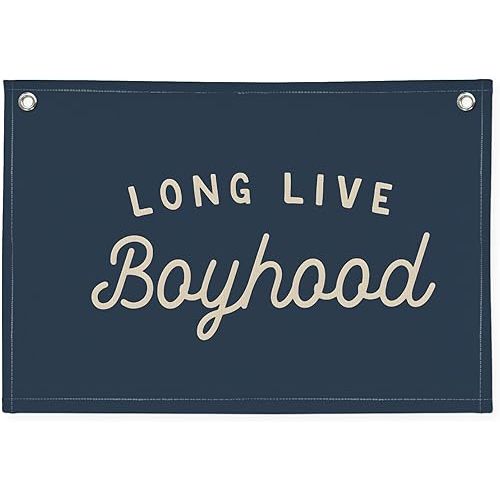 Navy Blue Decor Long Live Boyhood Banner Boy Room Decor, Banner Flag Nursery Playroom Wall Decor for Boys Bedroom Living Room Dorm Toddler Decorations Teen Boy Kid Banner Wall Hanging Linen Flag 30x20