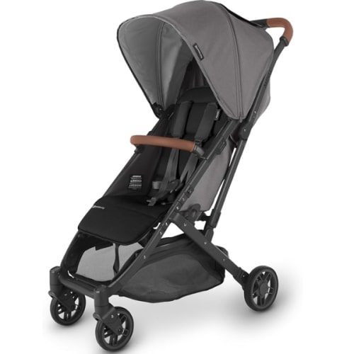 UPPAbaby Minu V2 Travel Stroller Lightweight, Portable Design One-Hand Fold Shoulder Strap and Leather Bumper Bar Included Greyson (Charcoal Mélange/Carbon Frame/Saddle Leather)
