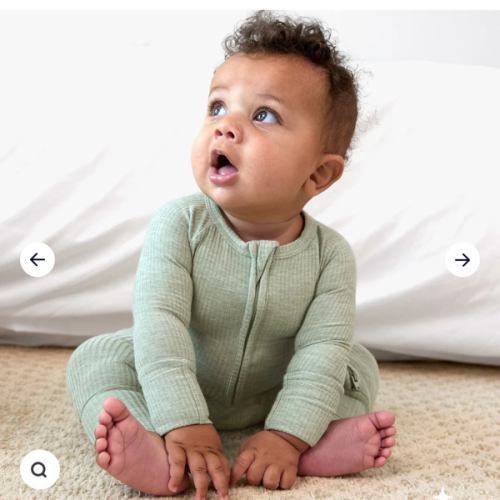Heather Sage Ribbed Zippy - Little Sleepies