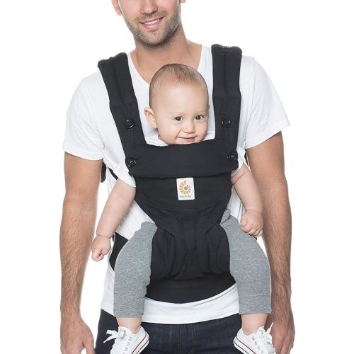 Ergobaby 360 All-Position Baby Carrier with Lumbar Support (12-45 Pounds), Pure Black, Premium Cotton
