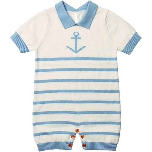 mimixiong Nautical Baby Boy Romper Toddler Navy Bodysuit Clothing - Blue - 0-6 Months