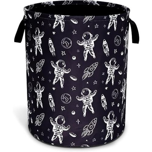 Astronaut Laundry Basket Oxford Cloth Planet Rocket Laundry Hamper With Handle Foldable Portable Clothes Storage Basket 18.9 X 16.5 Inch Storage Bag For Laundry Room/Bathroom/Bedroom/Dormitories