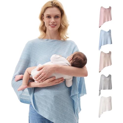 Momcozy Nursing Cover for Breastfeeding, Soft Privacy Poncho, Multi-Use Nursing Shawl, Portable Breast Feeding Covers for Women, Includes Laundry Bag (Brown)