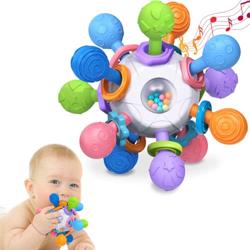Baby Teething Toys for 0-6 6-12 Months Ages 0-2, Tummy Time Montessori Toys for Babies 0 3 6 9 12 18 Months, Newborn Infant Sensory Toys, Baby Gifts for Boys Girls