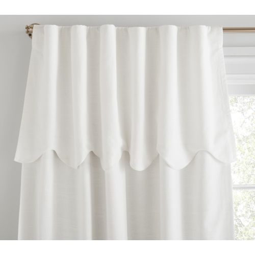 Evelyn Linen Scallop Valance Blackout Curtain | Pottery Barn Kids