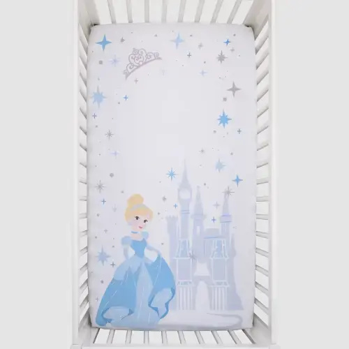 Disney Princess Cinderella - Light Blue and White Photo Op Fitted Crib – NoJo Baby