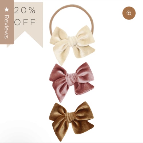 Velvet Bow 3 Pack: Rose Headbands