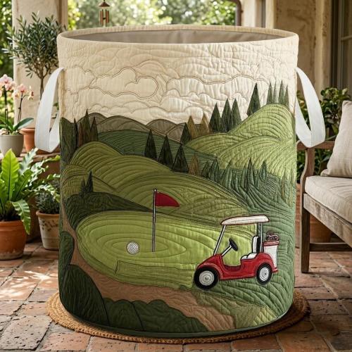 Golf Laundry Basket, Golf Lover Gift For Hamper, Golf Course Storage Bin, Decorative Laundry Bag, Gift for Golfer Home Decor, Golf Basket