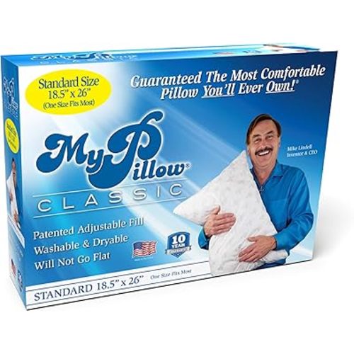 MyPillow Bedding Bed Pillows for Sleeping Standard Size, Perfect for Back, Stomach or Side Sleepers - My Pillow Classic Pillow [Standard, Medium]