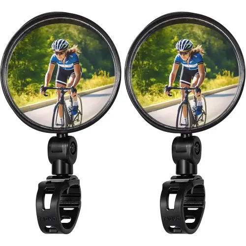 Bike Mirror, Bicycle Cycling Rear View Safe Mirrors, Adjustable Rotatable Handlebars Mounted Plastic Convex Mirror for Mountain Road Bikes
