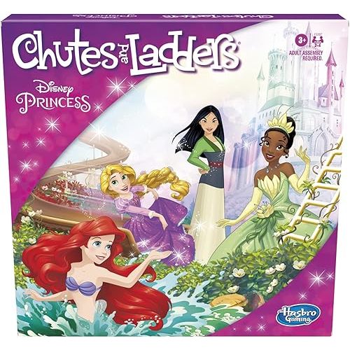 Hasbro Gaming Chutes and Ladders: Disney Princess Edition Board Game for Kids Ages 3 and Up, Preschool Game for 2-4 Players (Amazon Exclusive)