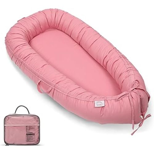 EAQ Baby Lounger, Snuggle Me Lounger, Portable Baby Nest Breathable & Soft, 100% Cotton Baby Lounger Pillow, Safe Baby Bassinet for Co-Sleeping, Nursery, Travel, Playtime