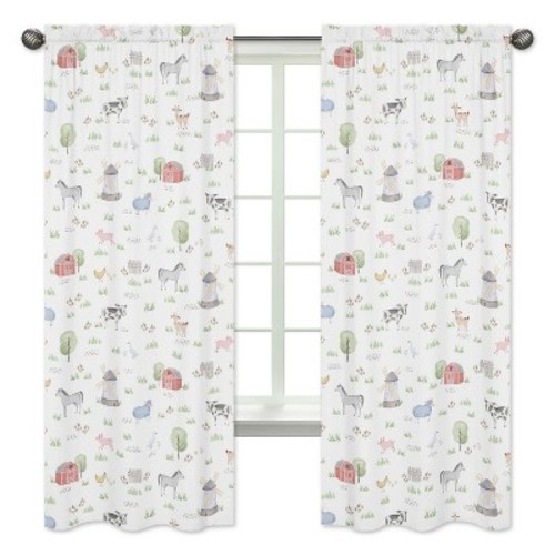 Sweet Jojo Designs Window Curtain Panels 84 inch Farm Animals Multicolor