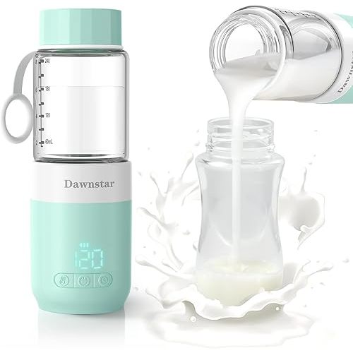 Portable Bottle Warmer for Travel, 8oz Portable Milk Warmer for Breast Milk & Water, Fast Heating & USB-C Rechargeable, Healthy Glass Bottle for Baby