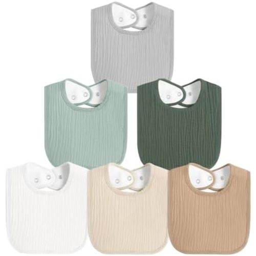 Muslin Baby Bibs for Boys Girls, Soft Cotton Baby Drool Bibs, Drooling and Teething Bibs for Infant, Newborn