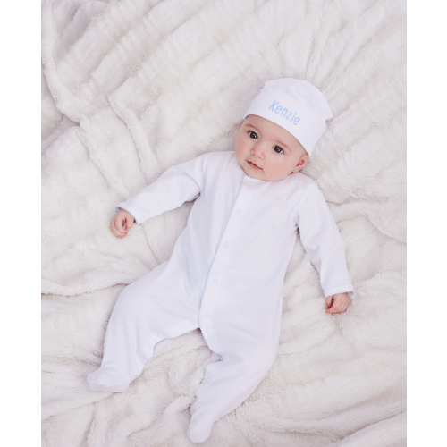 White/Blue Kissy Basics Footie NEW