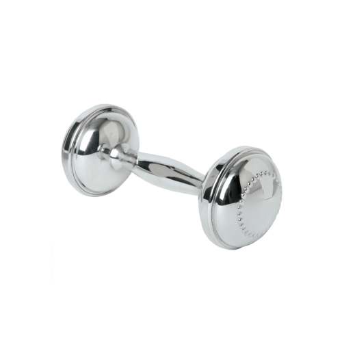 Beaded Pewter Rattle, Monogrammed