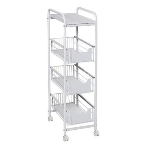 Honey-can-do 4 Tier Slim Cart With Pull-out Baskets: Black Kitchen Cart, Powder-coated Steel, Locking Wheels