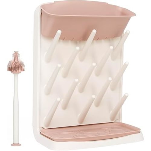 Ubbi Vertical Drying Rack, Baby Accessory, Space Saving Countertop with Cleaning Brush