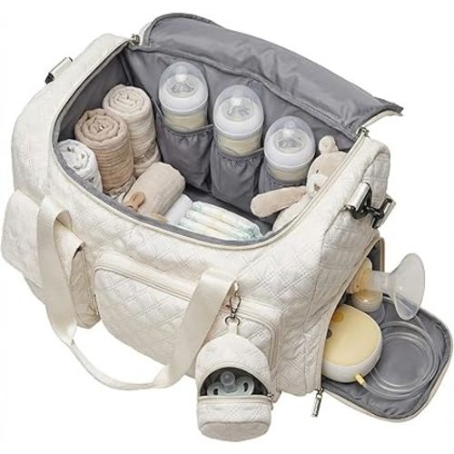 Extra Large Diaper Tote Bag with Shoe Compartment & Pacifier Pocket, Travel Baby Diaper Bag for Mom, Hospital Maternity Weekender Bag, Waterproof Diaper Handbag for Newborn Travel Essentials
